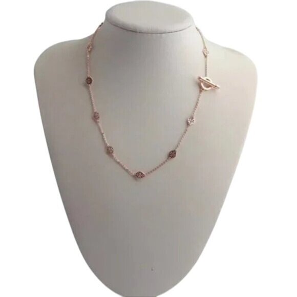 Tory Burch Miller Medallion Station Gold Logo Necklace - Picture 5 of 5